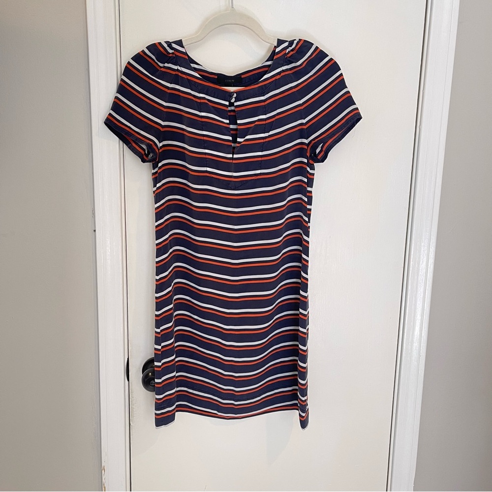 J. Crew Keyhole Front Striped Short Sleeve Dress